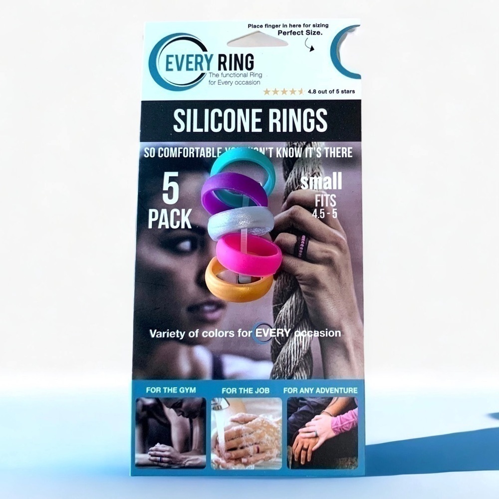 EVERY ring jewelry 5 pack silicone ring variety set sz small NWT